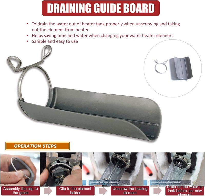 DROMIX EWH-05 Electric Water Heater Tune-Up Kit, Includes Two 4500W/240V Heating Elements, Upper Thermostat, Lower Thermostat, Protective Covers, Quick Change Tool, Element Wrench - Image 2